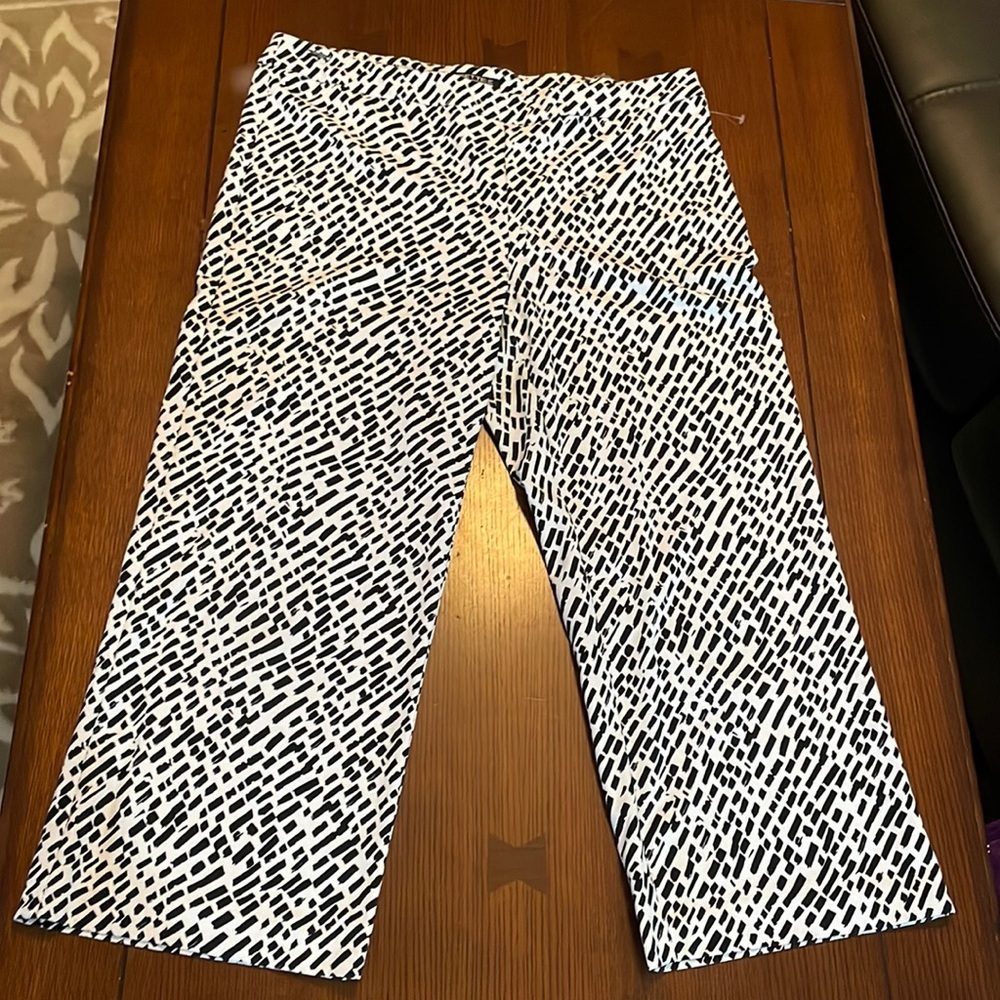 Lisette L Montreal pants sz 14 Pull-on, Stretchy Soft, Cropped, White & black